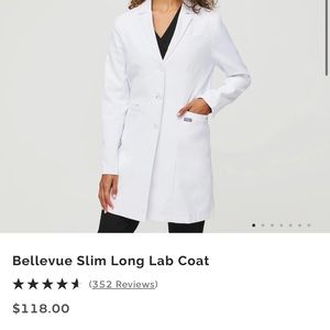 Figs Bellevue Slim Long Coat Medical Nurse Doctor Lab Coat Size S NWOT! $118